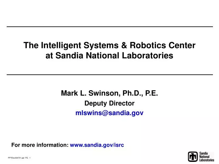 the intelligent systems robotics center at sandia national laboratories