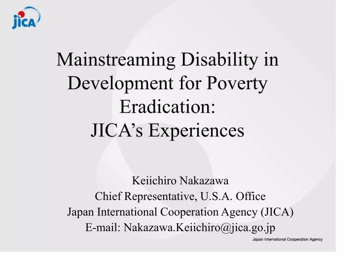 mainstreaming disability in development for poverty eradication jica s experiences