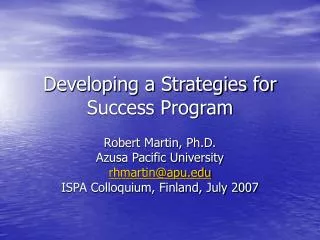 Developing a Strategies for Success Program
