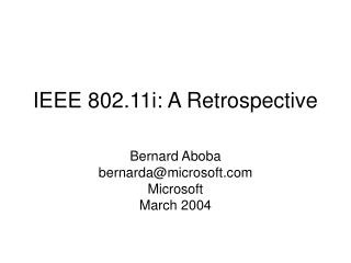 IEEE 802.11i: A Retrospective