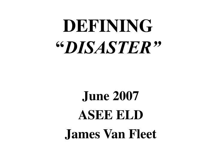 defining disaster