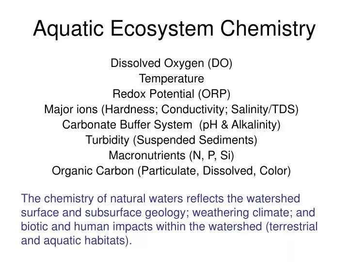 aquatic ecosystem chemistry