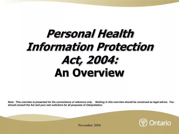 personal health information protection act 2004 an overview