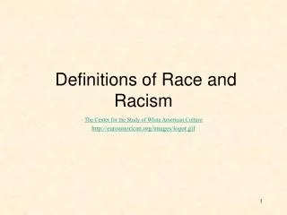 Definitions of Race and Racism