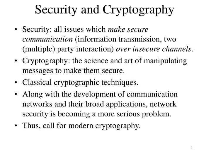 security and cryptography