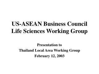 US-ASEAN Business Council Life Sciences Working Group