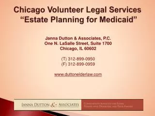 Chicago Volunteer Legal Services “Estate Planning for Medicaid”