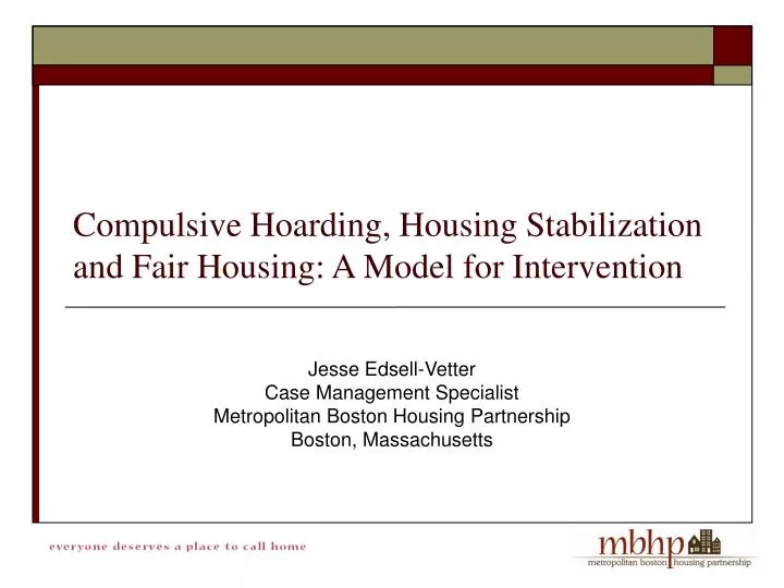 compulsive hoarding housing stabilization and fair housing a model for intervention