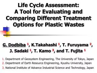 Life Cycle Assessment: A Tool for Evaluating and Comparing Different Treatment Options for Plastic Wastes