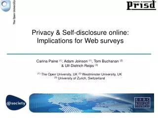 Privacy &amp; Self-disclosure online: Implications for Web surveys