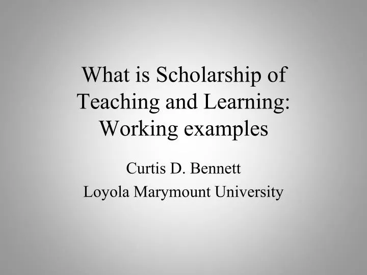 what is scholarship of teaching and learning working examples