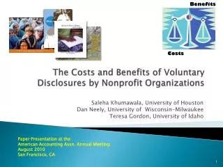 The Costs and Benefits of Voluntary Disclosures by Nonprofit Organizations