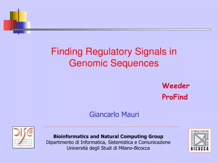 finding regulatory signals in genomic sequences