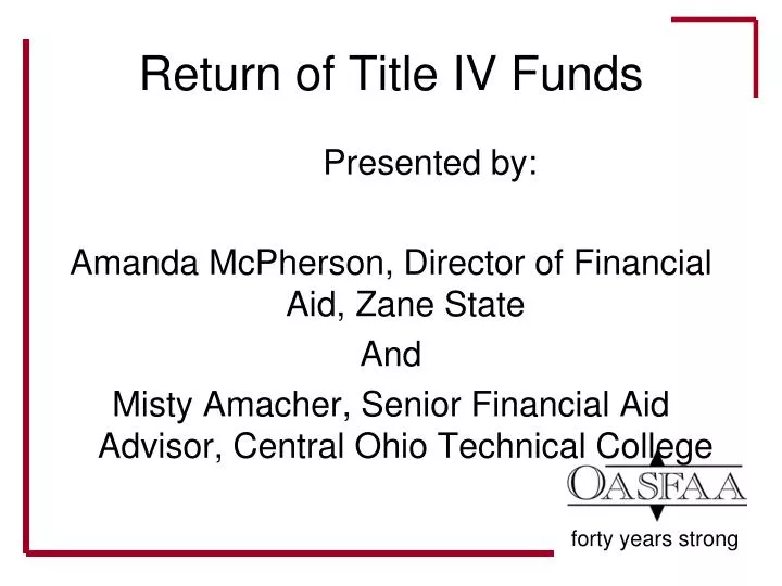 return of title iv funds