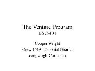 The Venture Program BSC-401