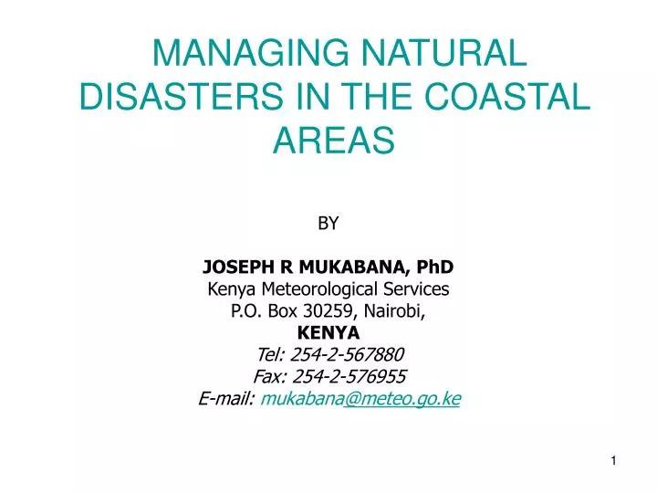 managing natural disasters in the coastal areas