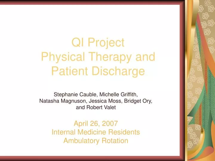 qi project physical therapy and patient discharge