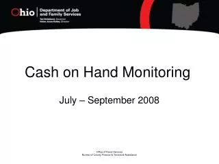 Cash on Hand Monitoring