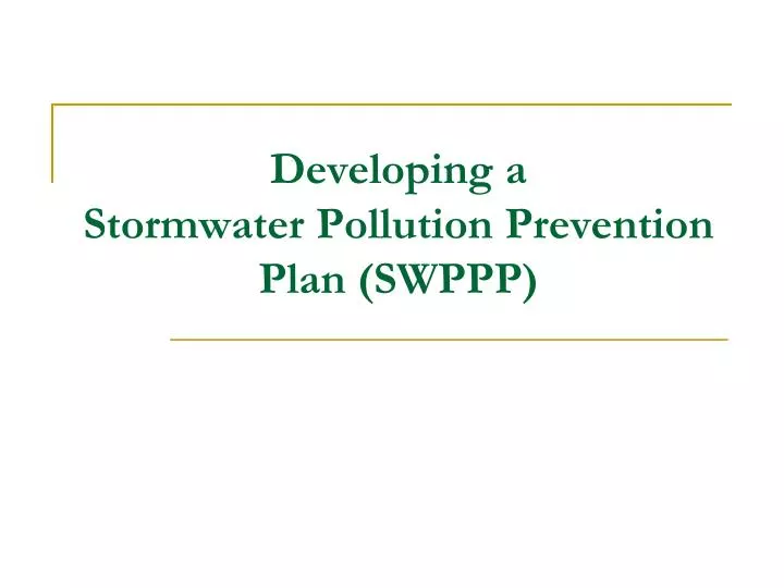developing a stormwater pollution prevention plan swppp