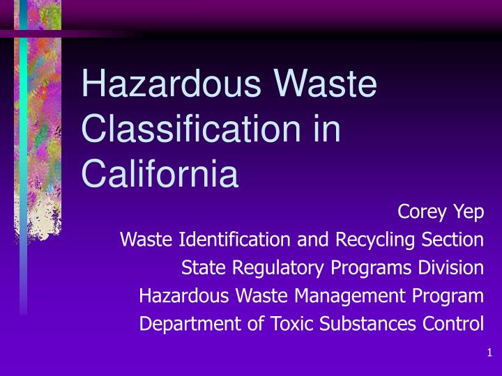 hazardous waste classification in california