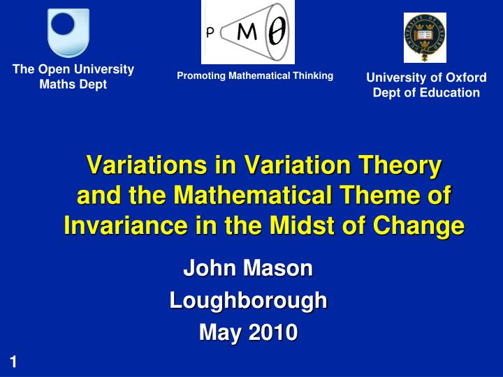 variations in variation theory and the mathematical theme of invariance in the midst of change