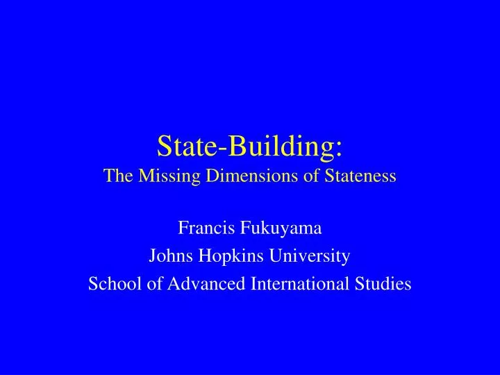 state building the missing dimensions of stateness