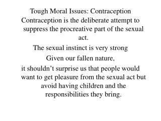 Tough Moral Issues: Contraception