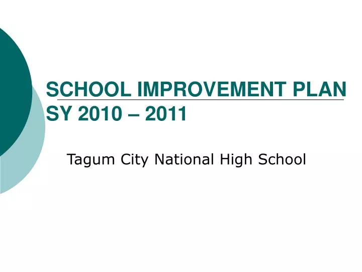 school improvement plan sy 2010 2011