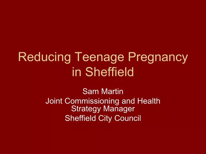 reducing teenage pregnancy in sheffield