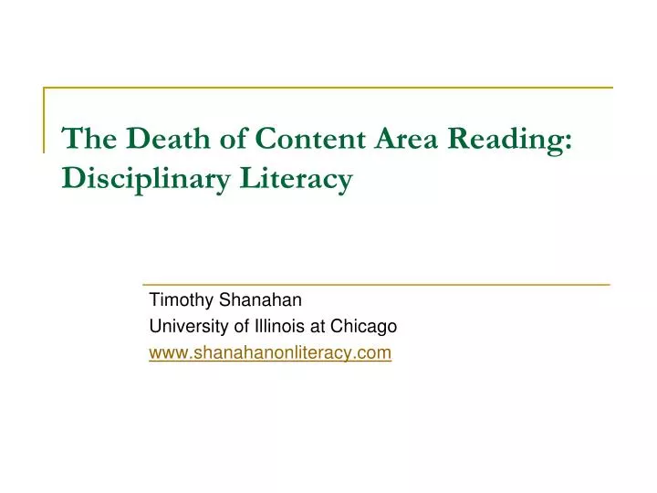 the death of content area reading disciplinary literacy