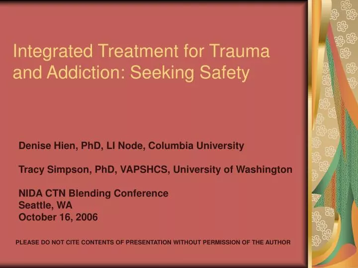 integrated treatment for trauma and addiction seeking safety