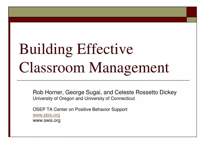 building effective classroom management