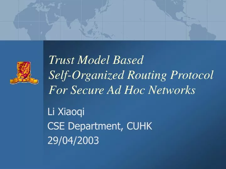 trust model based self organized routing protocol for secure ad hoc networks