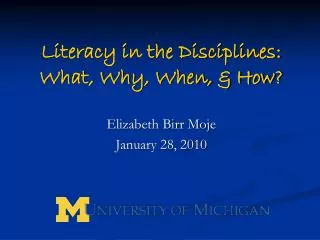Literacy in the Disciplines: What, Why, When, &amp; How?