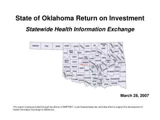 State of Oklahoma Return on Investment Statewide Health Information Exchange