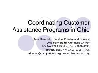 Coordinating Customer Assistance Programs in Ohio