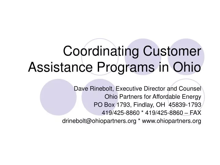 coordinating customer assistance programs in ohio