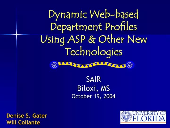dynamic web based department profiles using asp other new technologies