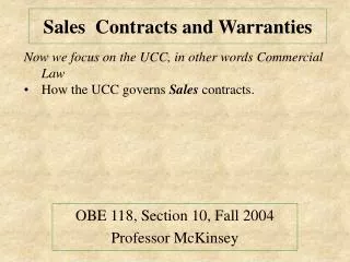 Sales Contracts and Warranties