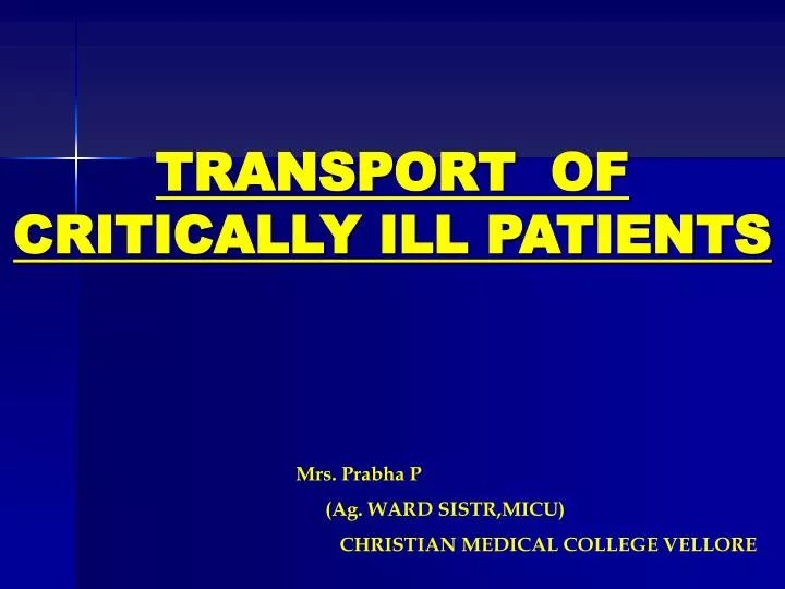 transport of critically ill patients