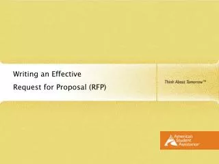 Writing an Effective Request for Proposal (RFP)