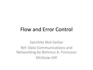 Flow and Error Control