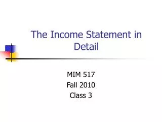 The Income Statement in Detail