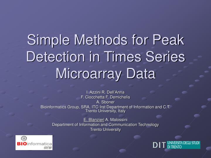 simple methods for peak detection in times series microarray data