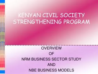 KENYAN CIVIL SOCIETY STRENGTHENING PROGRAM