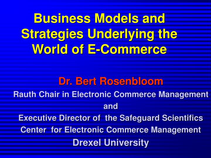 business models and strategies underlying the world of e commerce