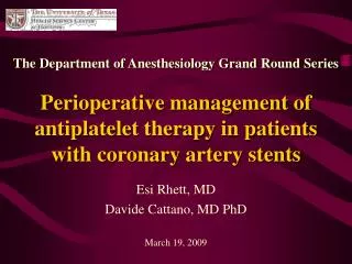 Perioperative management of antiplatelet therapy in patients with coronary artery stents