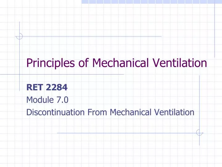 principles of mechanical ventilation