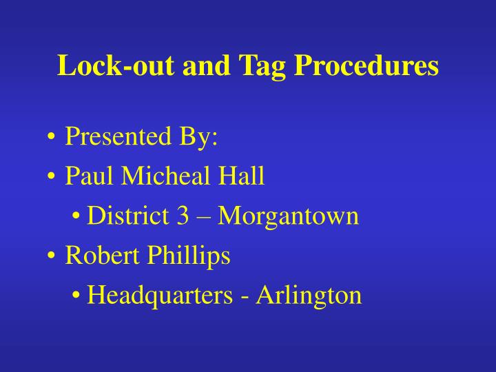 lock out and tag procedures
