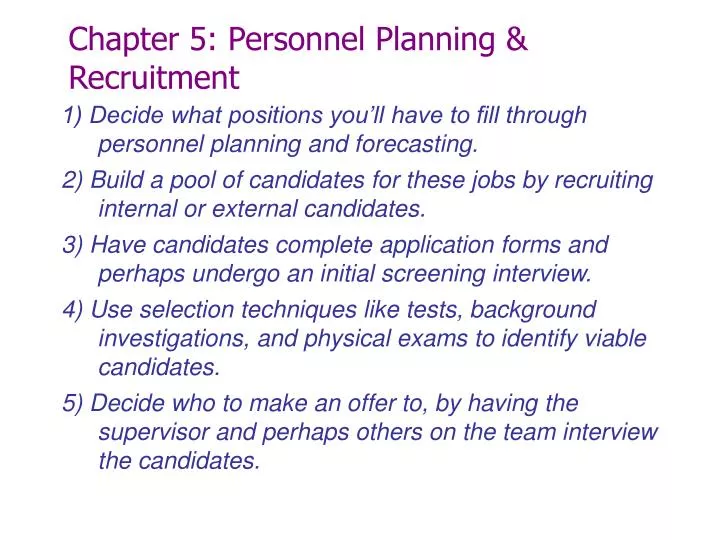 chapter 5 personnel planning recruitment
